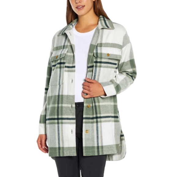 Banana Republic Jackets & Blazers - Banana Republic Ladies Shirt Sweater Plaid Creme Green Jacket Size Large NEW